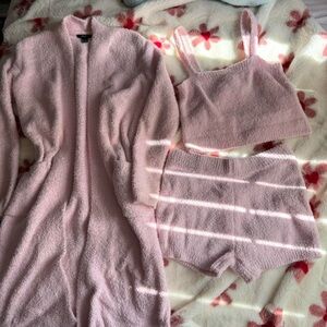 Forever 21 pink fuzzy cardigan set